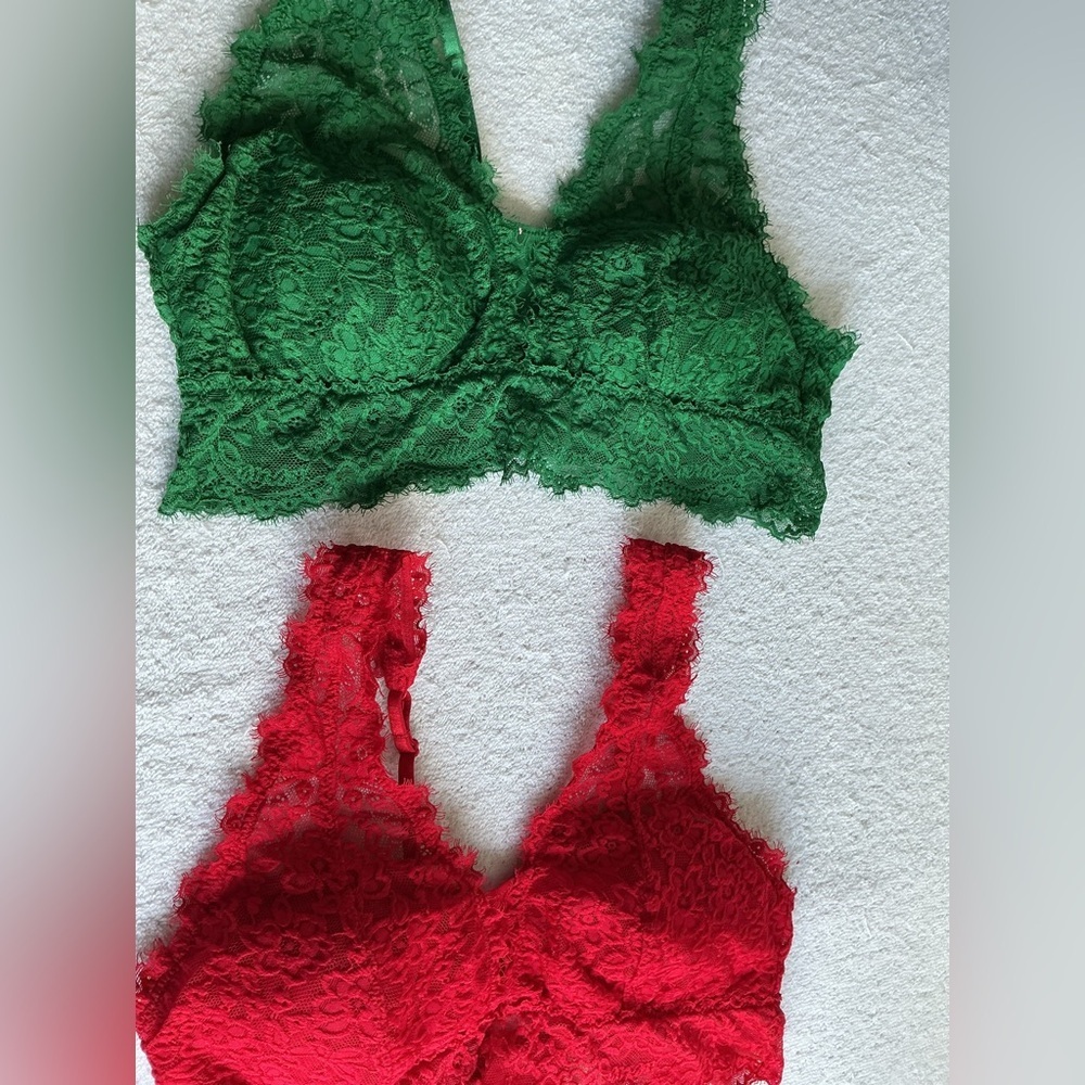 Aerie Lace Bralette Duo - Green and Red - Picture 15 of 16